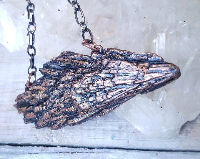 Angel Wing Raw Black Kyanite Blade | Copper Electroformed | OOAK Pendant Necklace