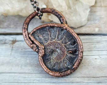 Nature Inspired Ammonite Fossil Pendant | OOAK Necklace