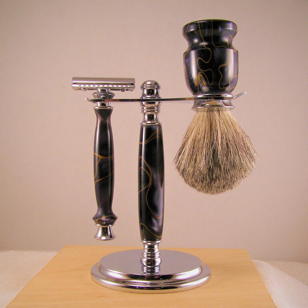 Handcrafted Razor Set - Smoky Black, Hand Crafted Razor & Stand With ...