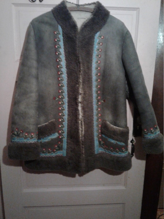 Grey suede sharpa 60's jacket. 1960's vintage grea