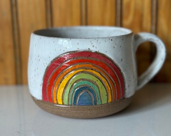 Rainbow Mug - 16oz - ceramic - stoneware -  pottery