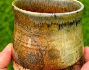 Woodfire Pottery tumbler - ghost skulls- skull mug