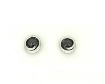 Small round hematite pearl studs earrings, light weight
