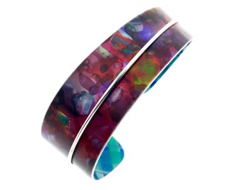 Aluminum bracelet, light weight, unique, original and colorful, handmade, muticolored