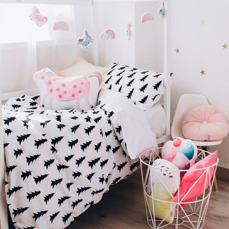Black and white bedding set Monochrome crib bedding toddler Etsy