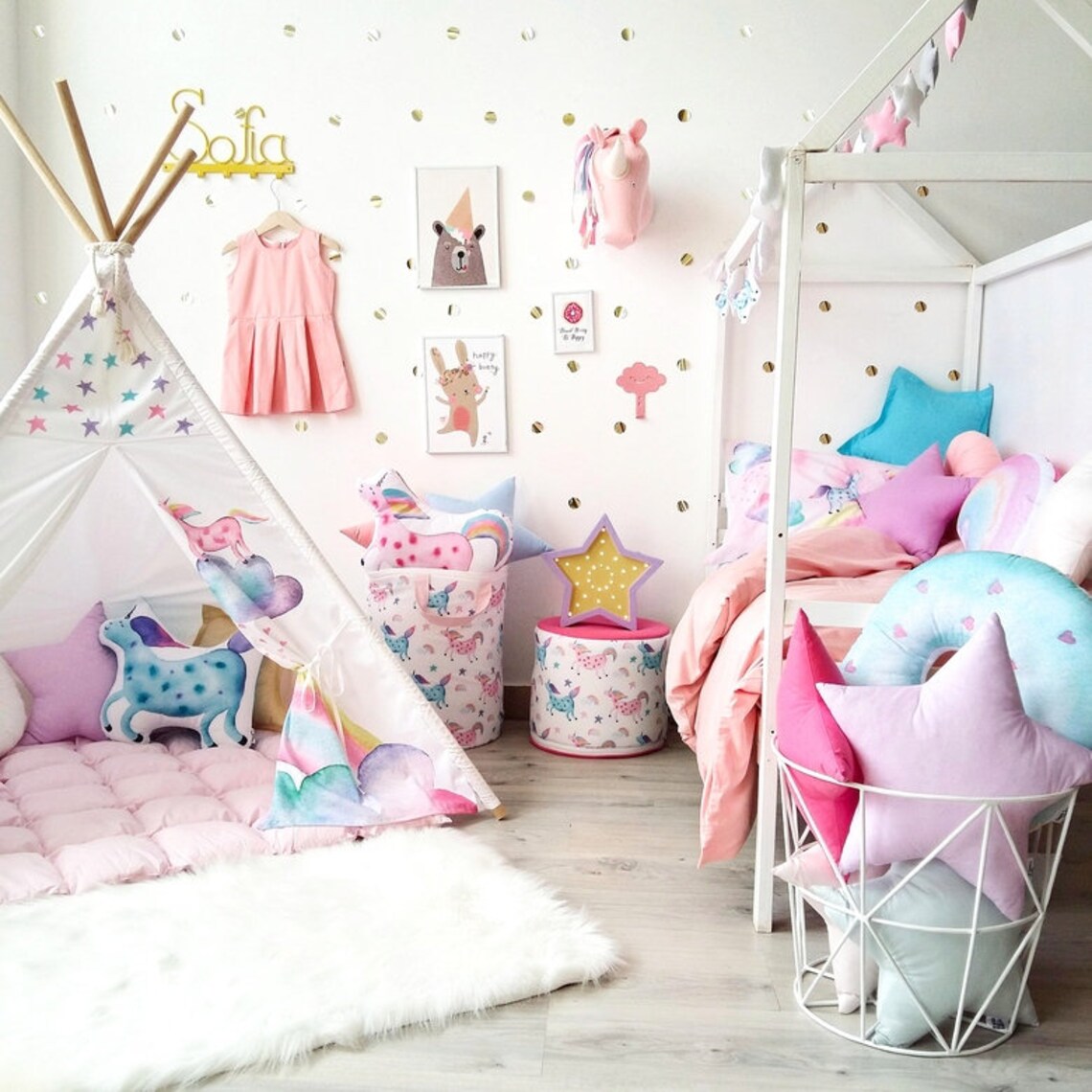 unicorn toy storage unit