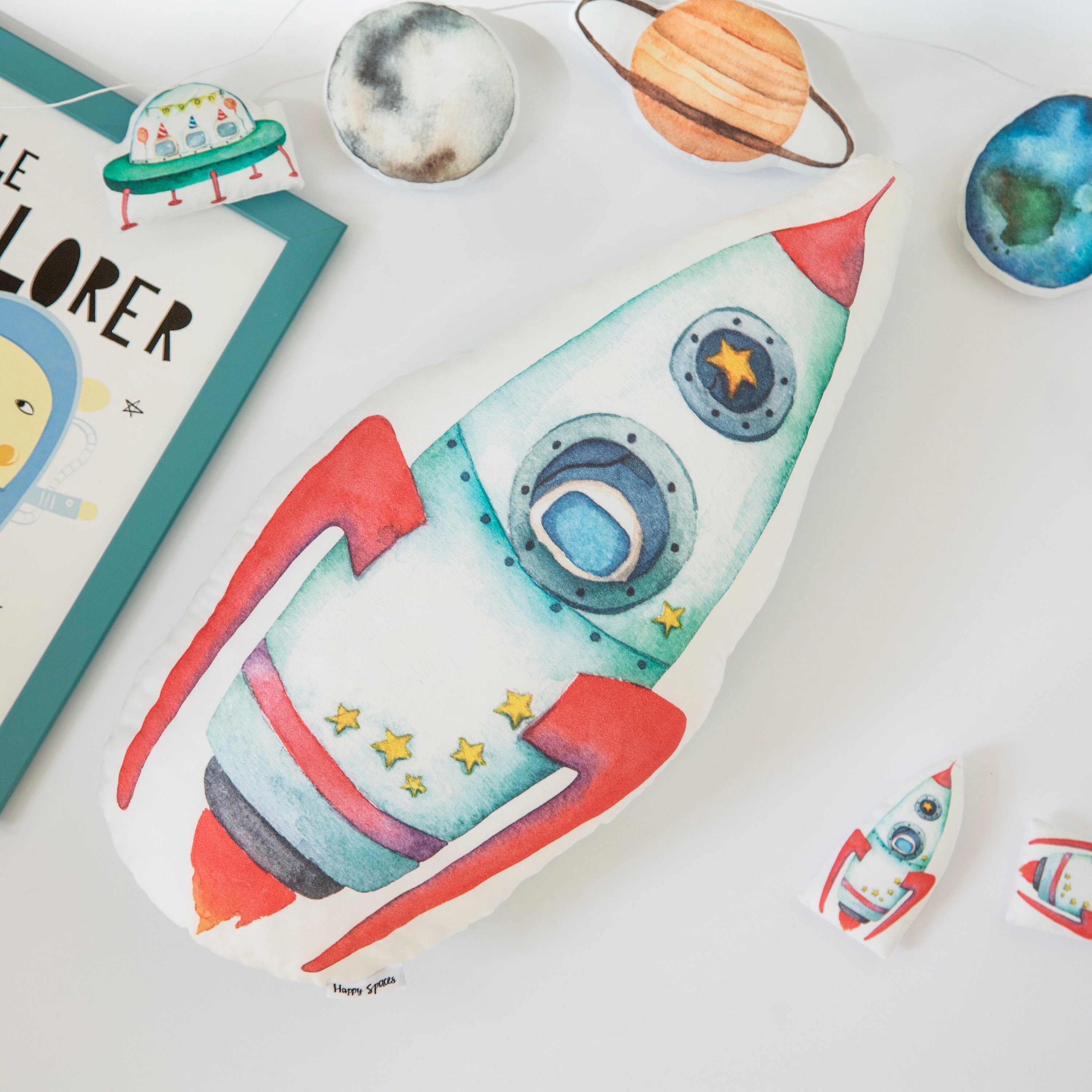 Rocket decorative cushion for toddler room decor Nursery Etsy
