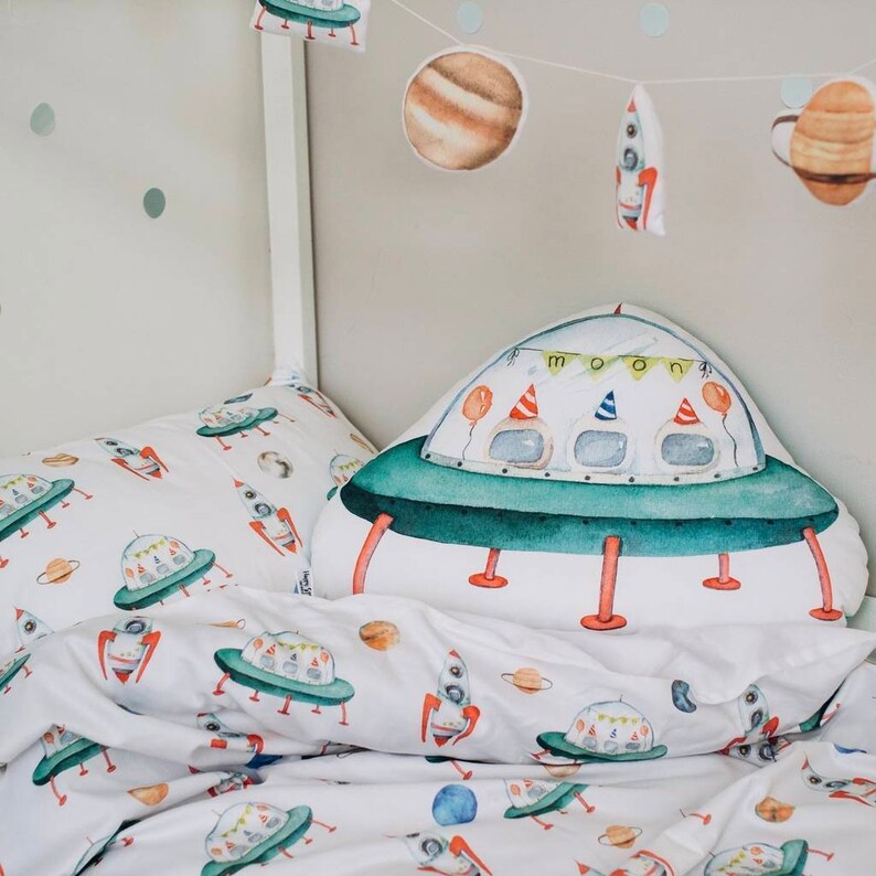 Mint space kids duvet cover toddler duvet cover mint crib Etsy