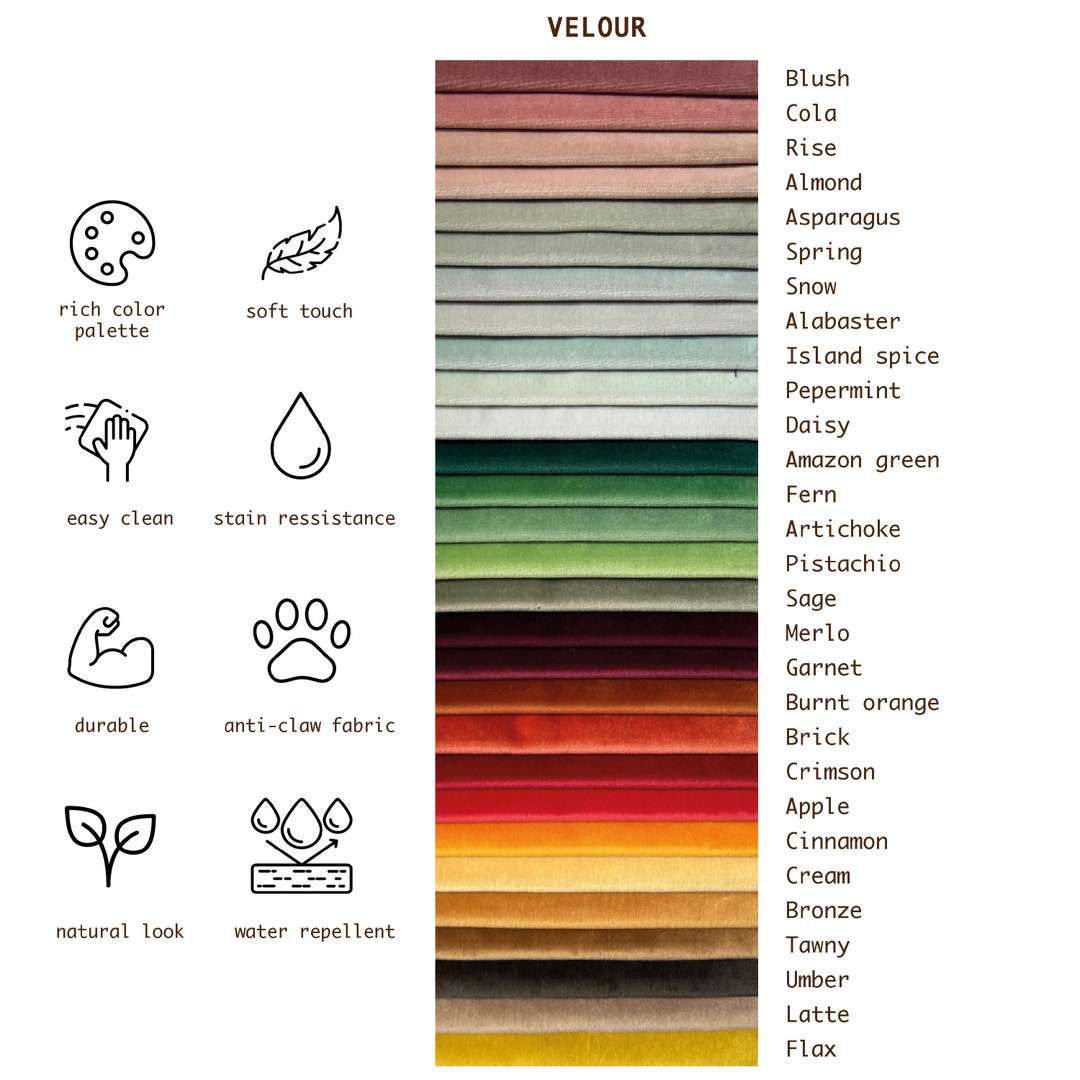 Velvet Fabric Swatches, Velour Fabric Swatches, Washable Velvet Fabric