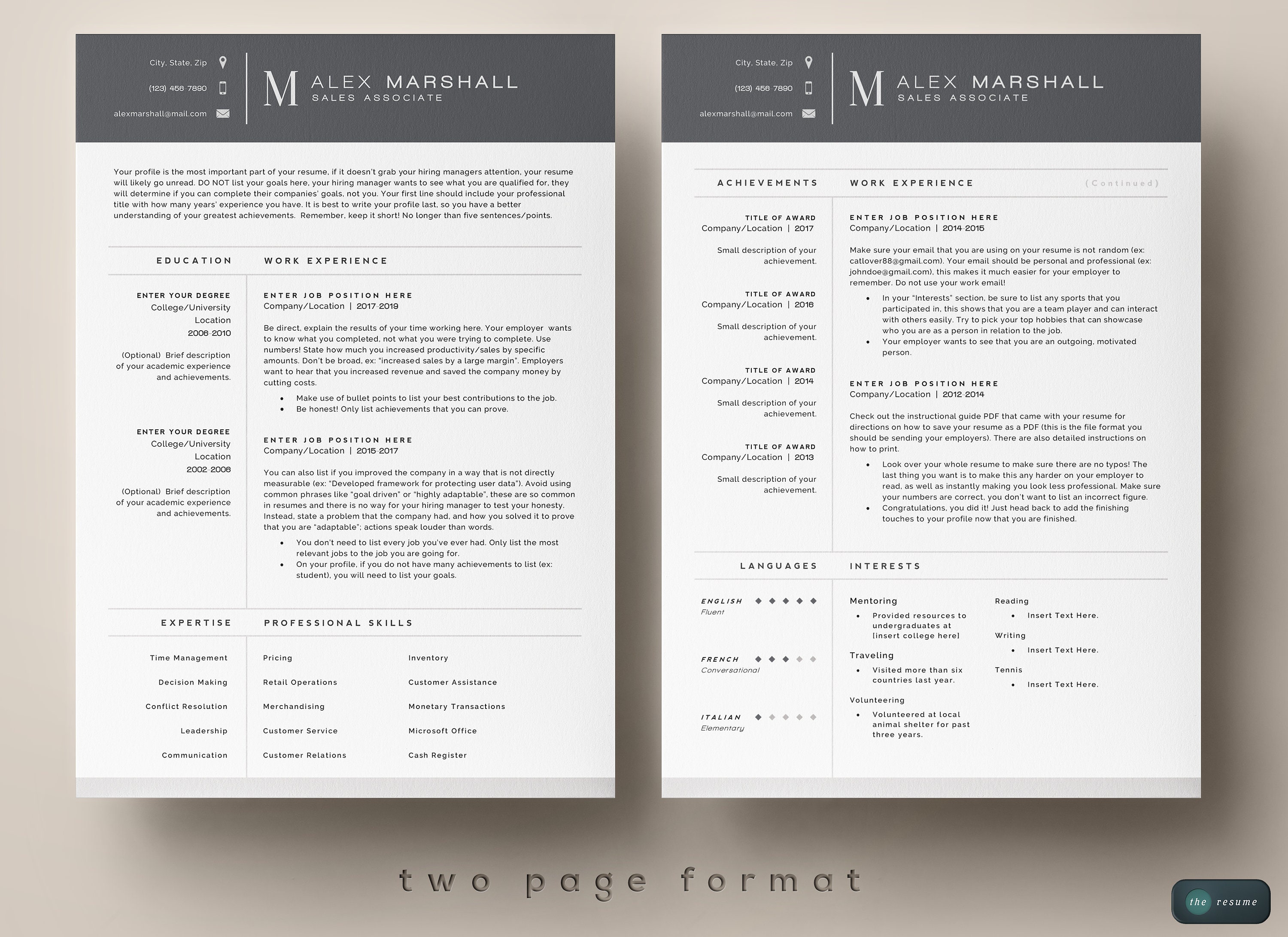 4 Page Resume Template Cover Letter and References Template for MS Word ...