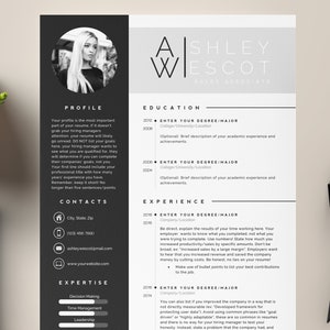 Plantilla de currículum de 3 páginas Carta de presentación y plantilla de referencias para MS Word Mac Imprimible / Currículum moderno / Diseño profesional y creativo