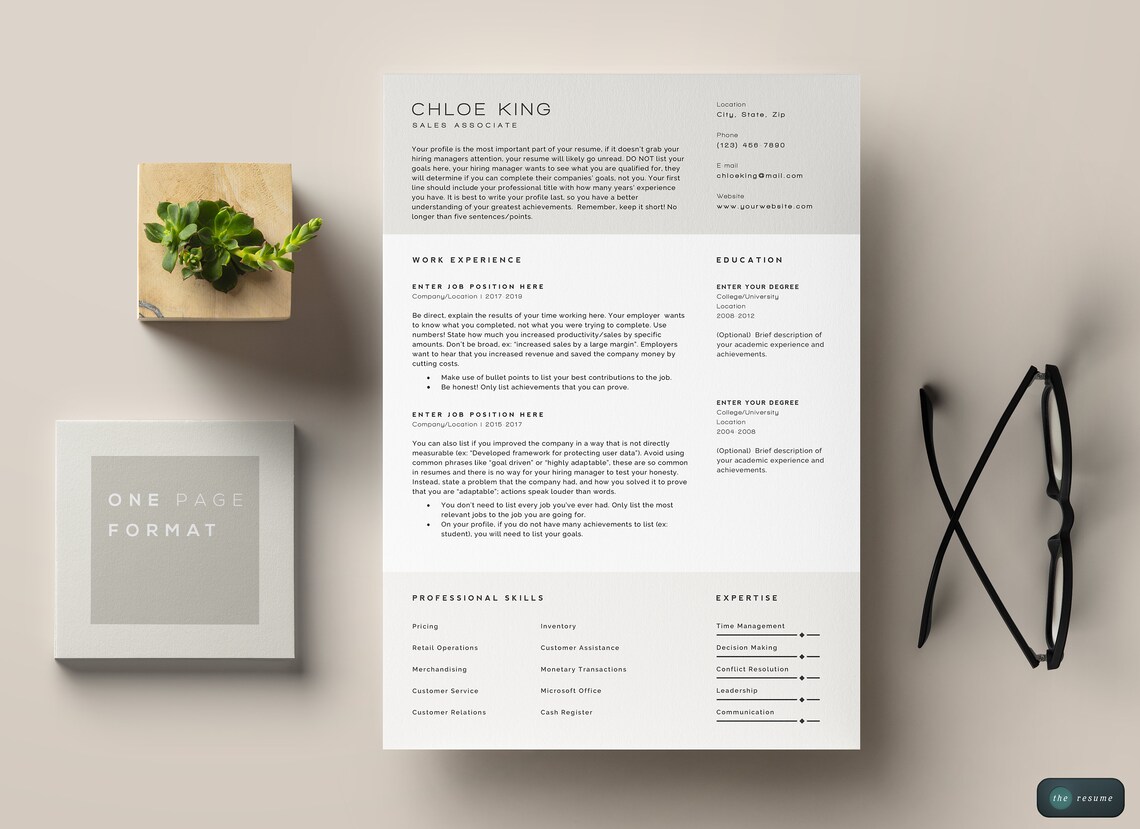 4 Page Resume Template Cover Letter and References Template - Etsy