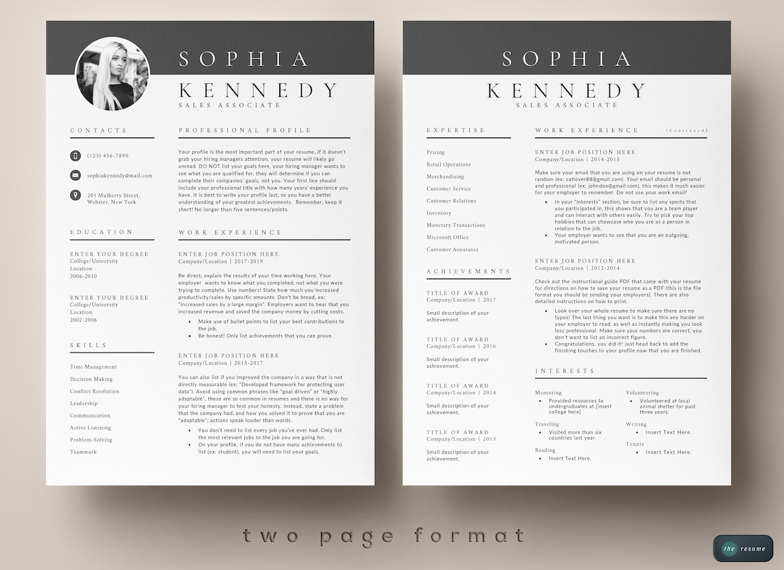 4 Page Resume Template Cover Letter and References Template - Etsy