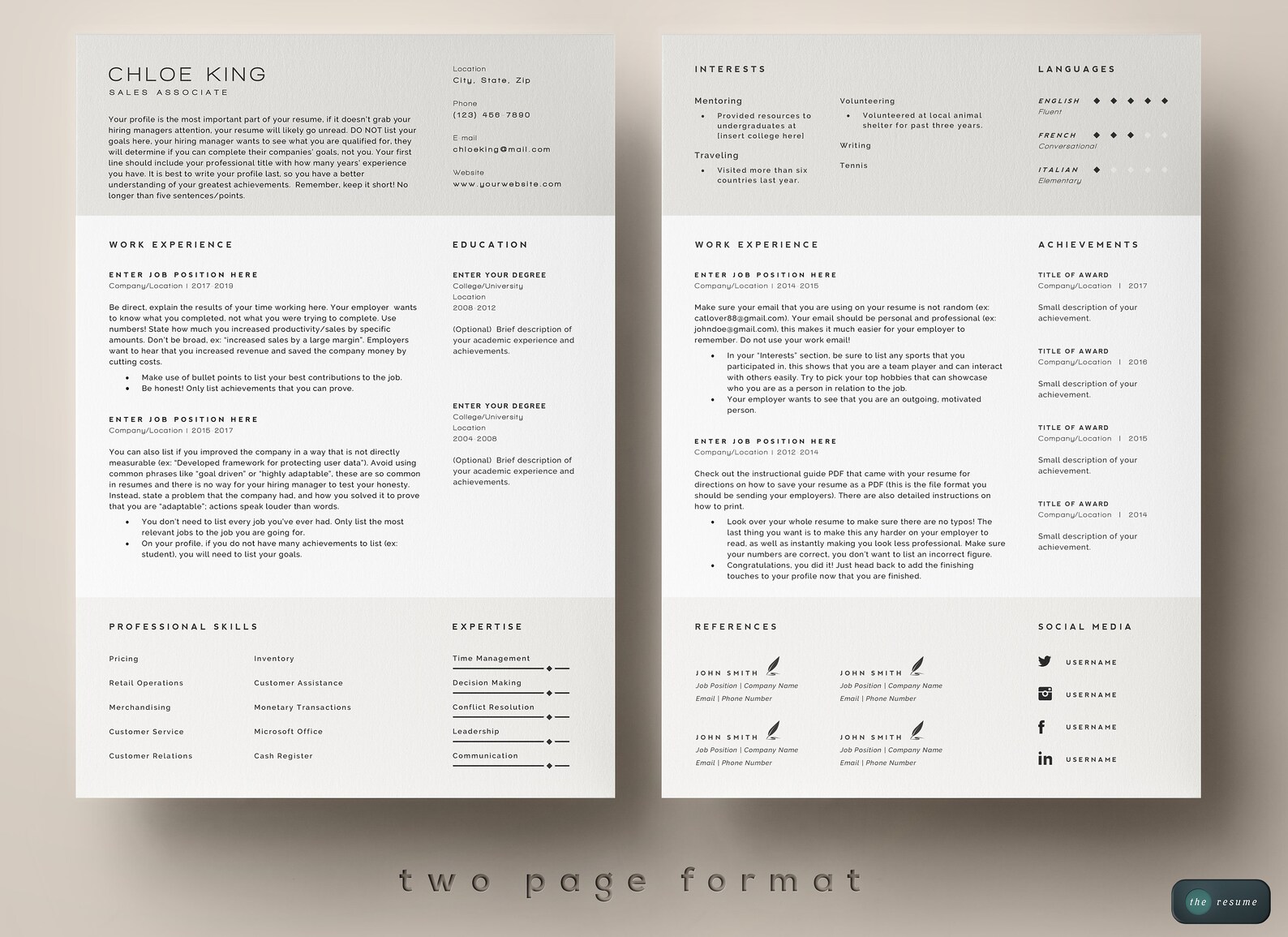 4 Page Resume Template Cover Letter and References Template - Etsy