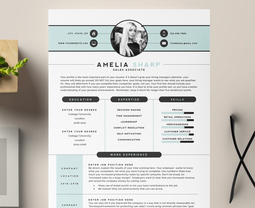 3 Page Resume Template Cover Letter and References Template for MS Word ...