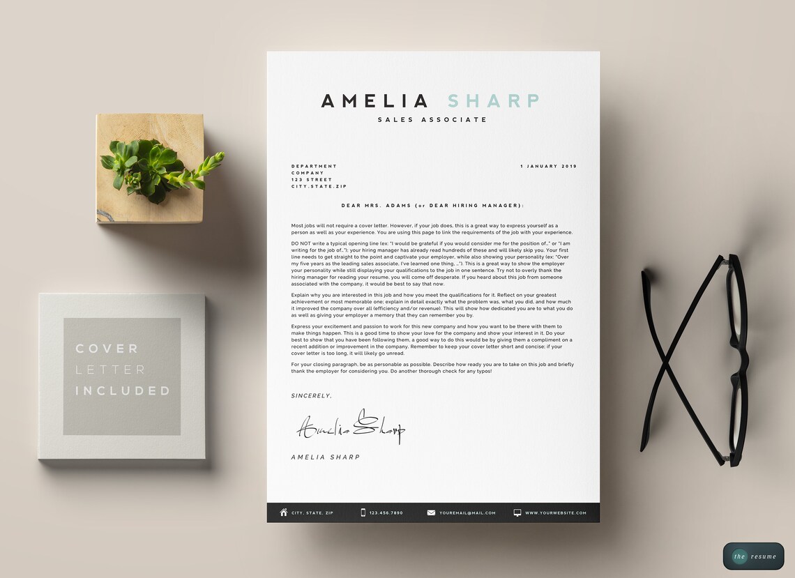 3 Page Resume Template Cover Letter and References Template for MS Word ...