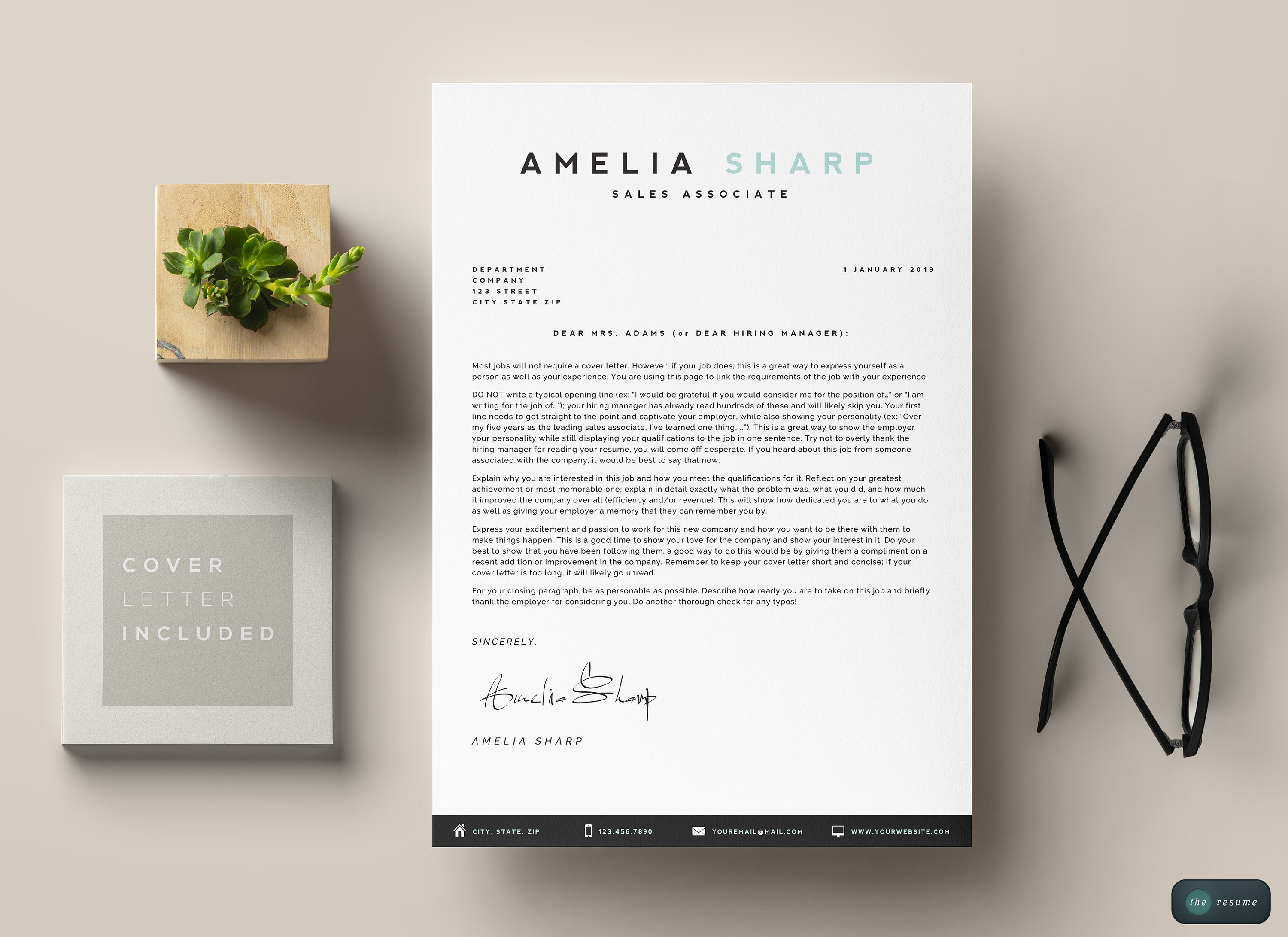 3 Page Resume Template Cover Letter and References Template for MS Word ...