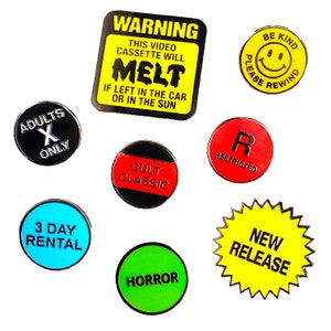 8pc VHS Sticker Enamel Pin Set