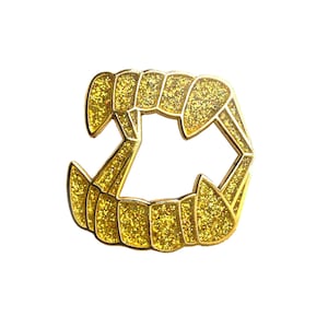 Vampire Teeth - Gold Glitter - Enamel Pin