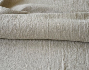 Tela de lino puro, lino natural no teñido, lino bastante pesado 260 GSM. Tela de lino suavizada prelavada por metro, lino textil