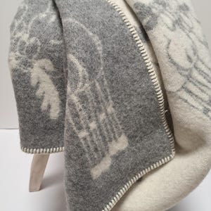 Manta de lana 200x130cm, Manta de lana de oveja gris, Tiro de lana con pareja de alces, Tiro de lana natural, Manta cálida, Manta de invierno, Lana pura