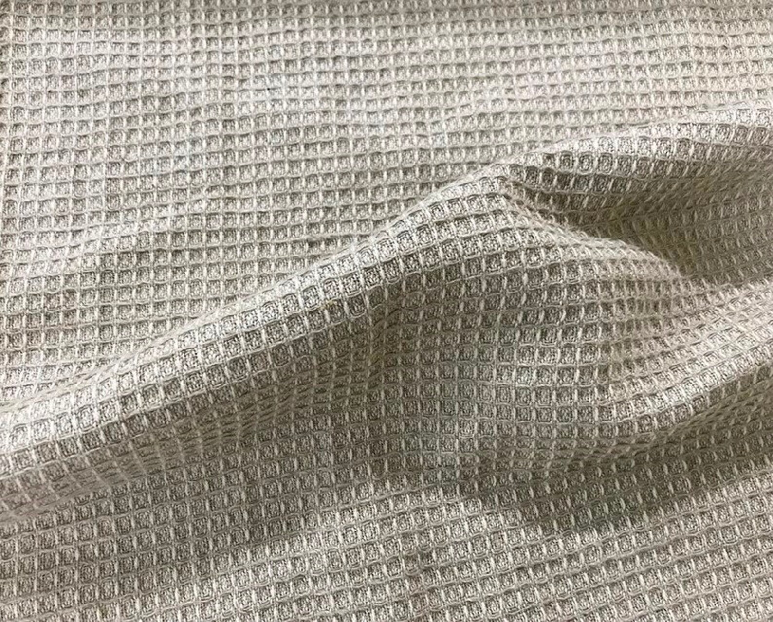 Waffle Linen Fabric by the Meter, 300 Gsm, Linen Cotton Fabric