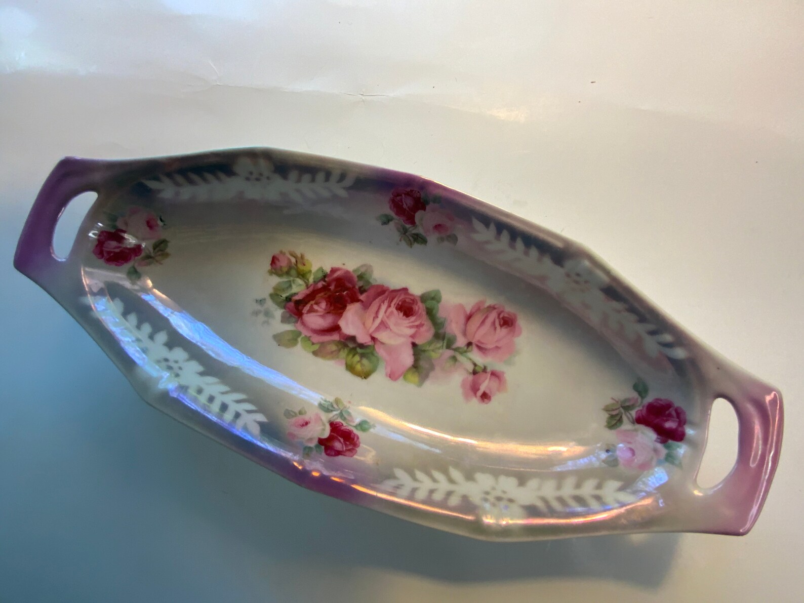 Antique German Celery Dish/Rose Painted Celery Dish Etsy