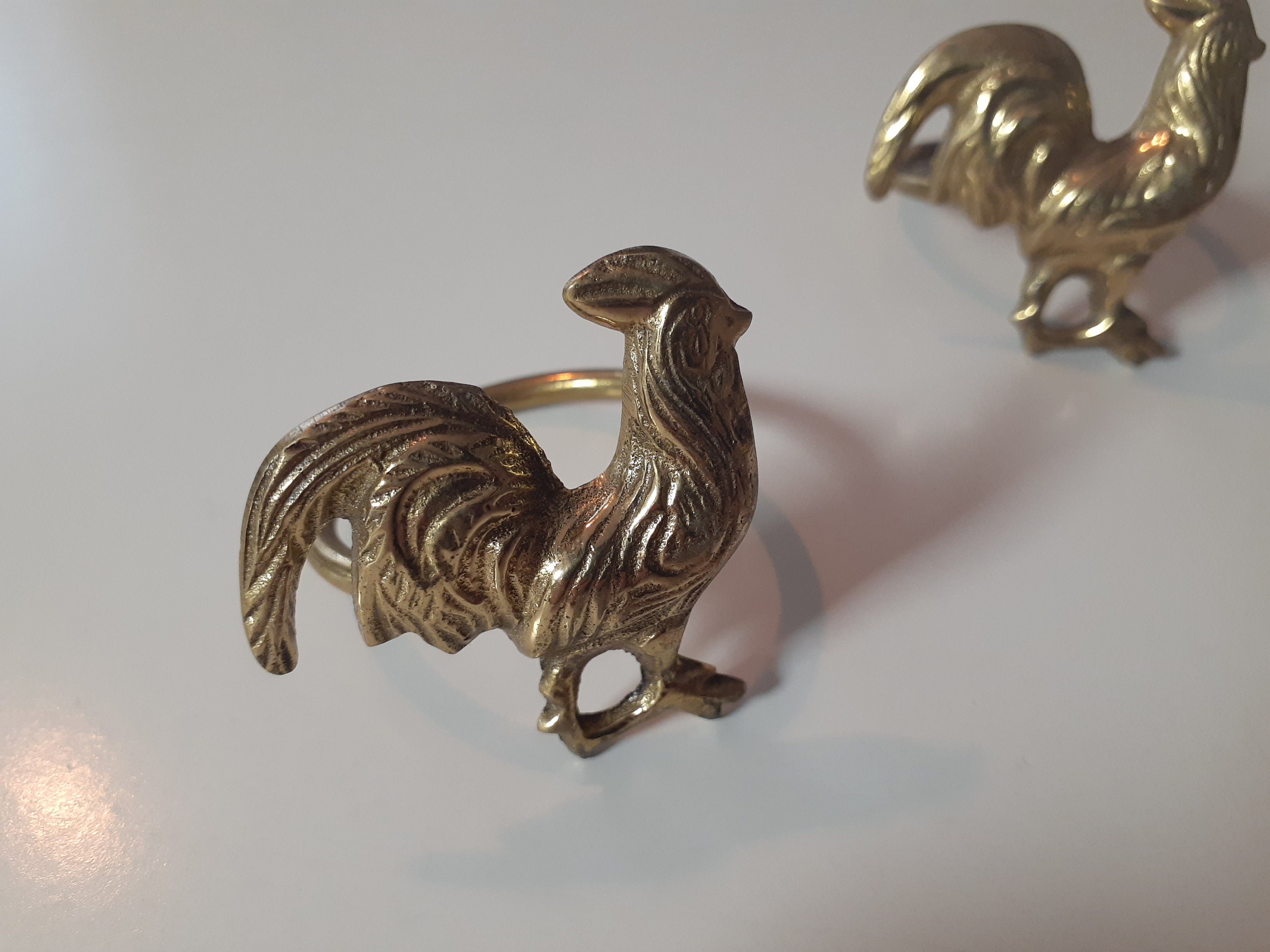 Rooster Napkin Rings Brass Napkin Rings Etsy
