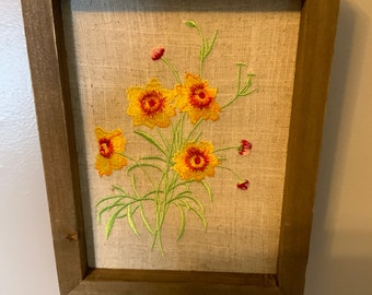 Embroidered Wall Art, Framed Embroidery