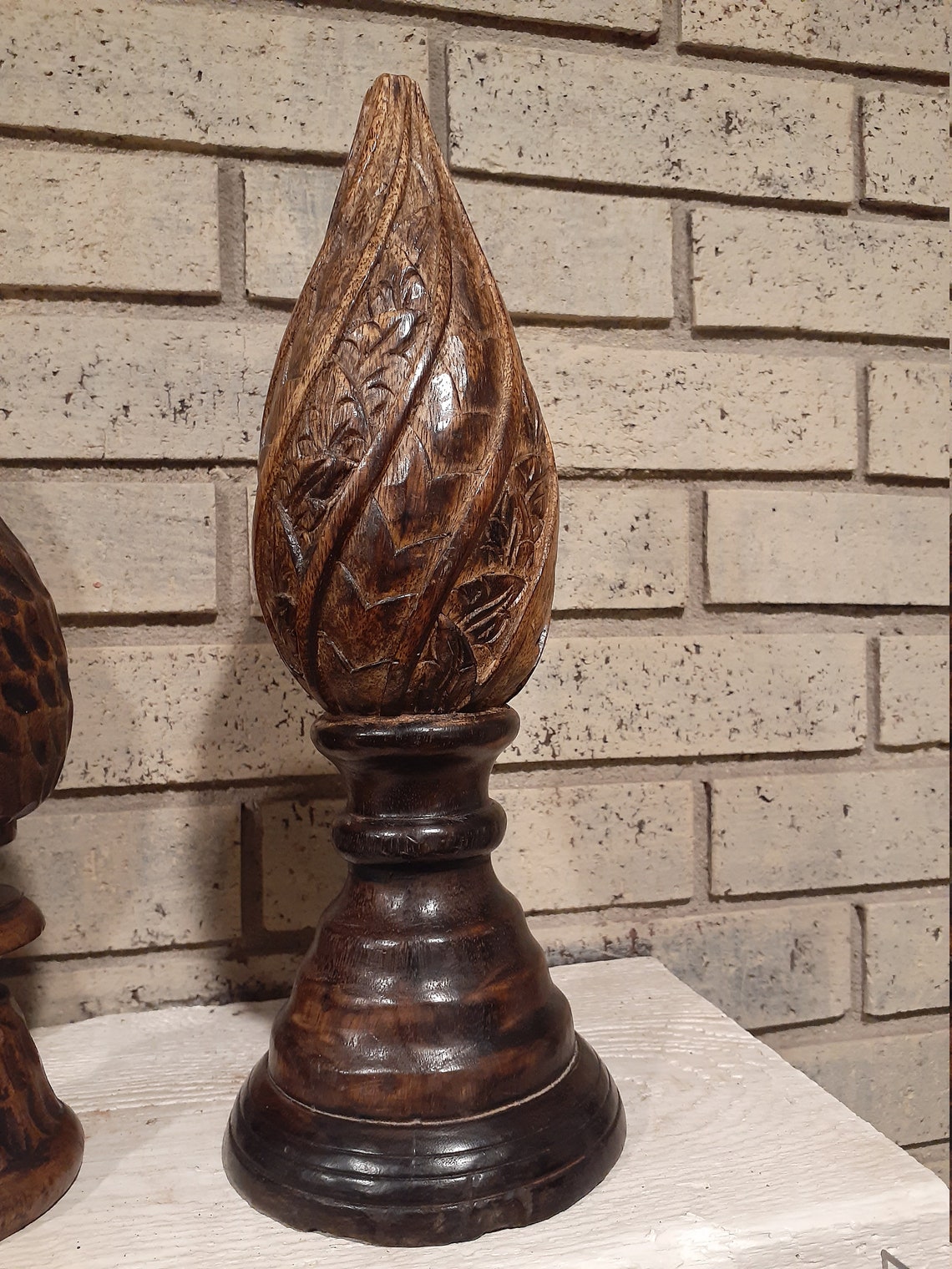 Carved wood decorative finials Etsy