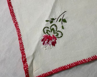 Vintage Embroidered Hanky, Vintage Linens