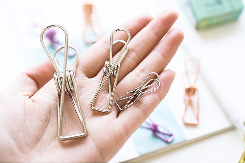 Set of 4 Medium Fish Tail Skeleton Binder Clips