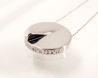 Palladium and Rhodium Coordinate Necklace | Custom Coordinates | GPS Coordinates | Personalized | Coordinates Jewelry | Gift for Her