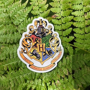 stickers, waterproof, laminated, use anywhere Hogwarts crest