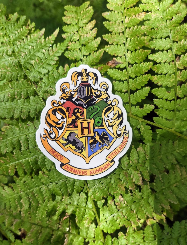 stickers, waterproof, laminated, use anywhere Hogwarts crest