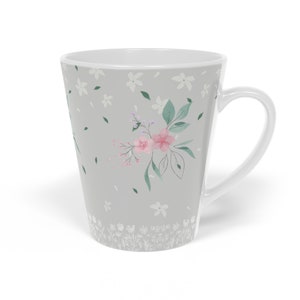 Ceramic Coffee Mug 12 oz with Flowers