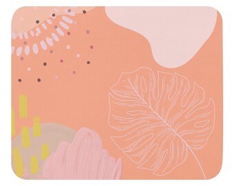 Tapis de souris corail et rose motifs abstraits