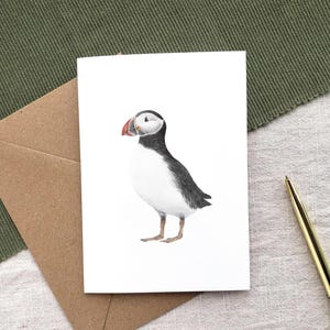Papageientaucher-Grußkarte - Papageitaucher-Liebhaber-Geschenk, niedliche Papageientaucher-Kunst, Natur-Geburtstagskarte, britische Wildtierkarte