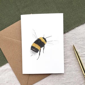 Carte bourdon - cadeau abeille pour maman, cadeau jardinage, carte d'anniversaire pour amoureux de la nature, illustration beaux-arts d'abeille, carte d'art animalier