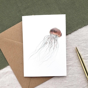 Jellyfish Birthday Card – Ocean Lover Card, Jellyfish Fine Art Card, Ocean Wildlife Card