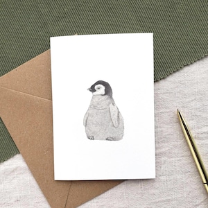 Biglietto di auguri con pinguino imperatore - Regalo per gli amanti del pinguino imperatore, Biglietto di auguri con animali selvatici, Biglietto di auguri con animali carini, Biglietto per gli amanti della natura, Regalo per la mamma con animali