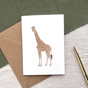 Biglietto d'auguri con giraffa - Mini stampa safari con animali selvatici, biglietto d'auguri con animali africani, regalo per gli amanti della natura, interno vuoto