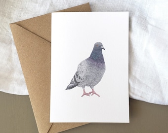 Pigeon Illustration Birthday Card A6, Nature Birthday Card, Fine Art Card