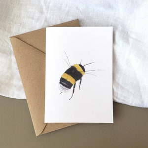 Bumble Bee Birthday Card A6, Nature Birthday Card, Fine Art Card image 1