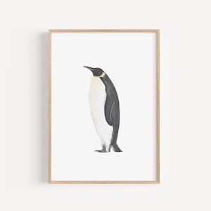 Emperor Penguin Art Print - Cute Penguin Lover Gift, Pencil Drawing Wildlife Home Decor, Nursery Animal Print