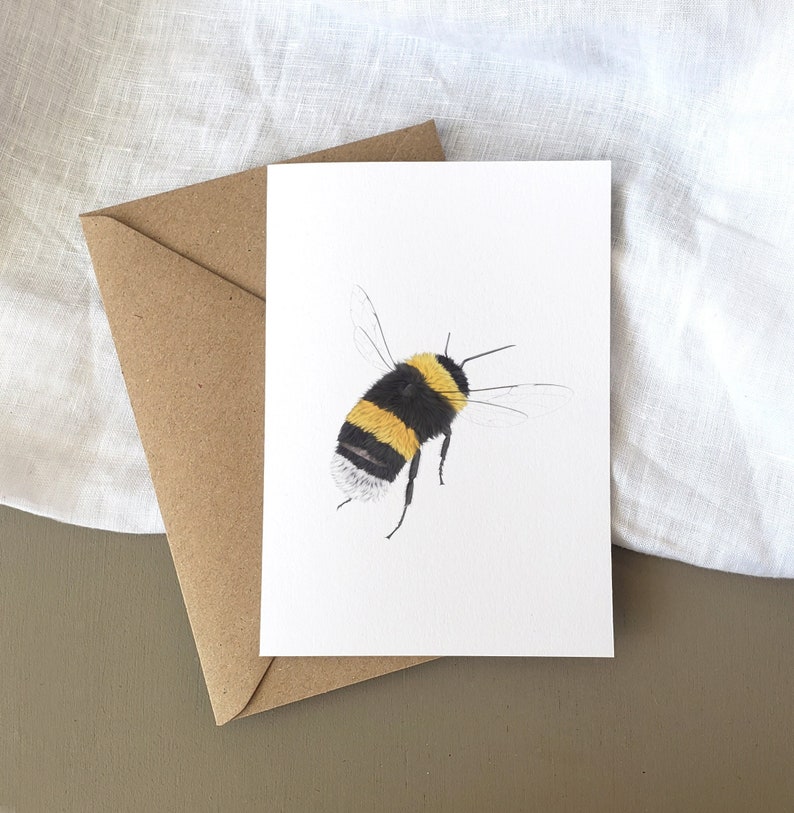 Bumble Bee Birthday Card A6, Nature Birthday Card, Fine Art Card image 1