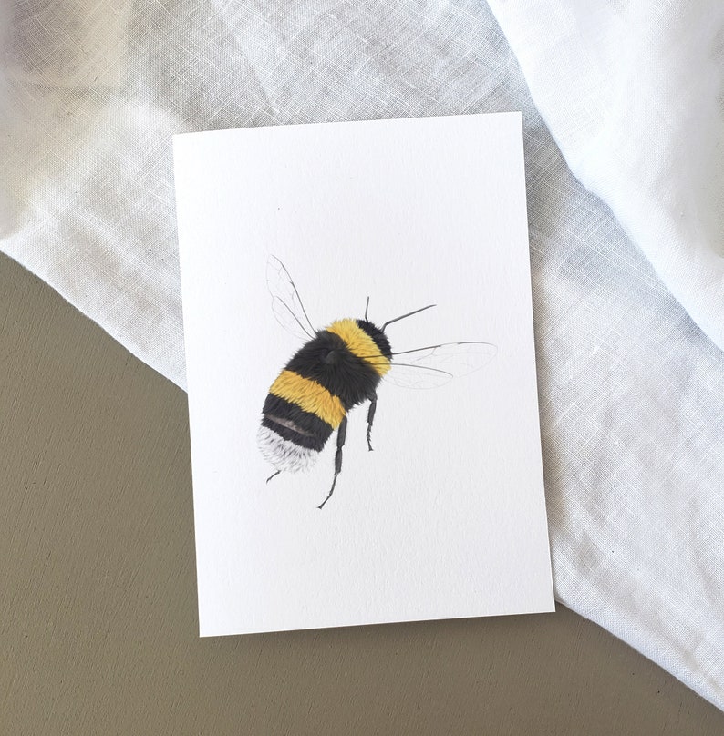 Bumble Bee Birthday Card A6, Nature Birthday Card, Fine Art Card image 2