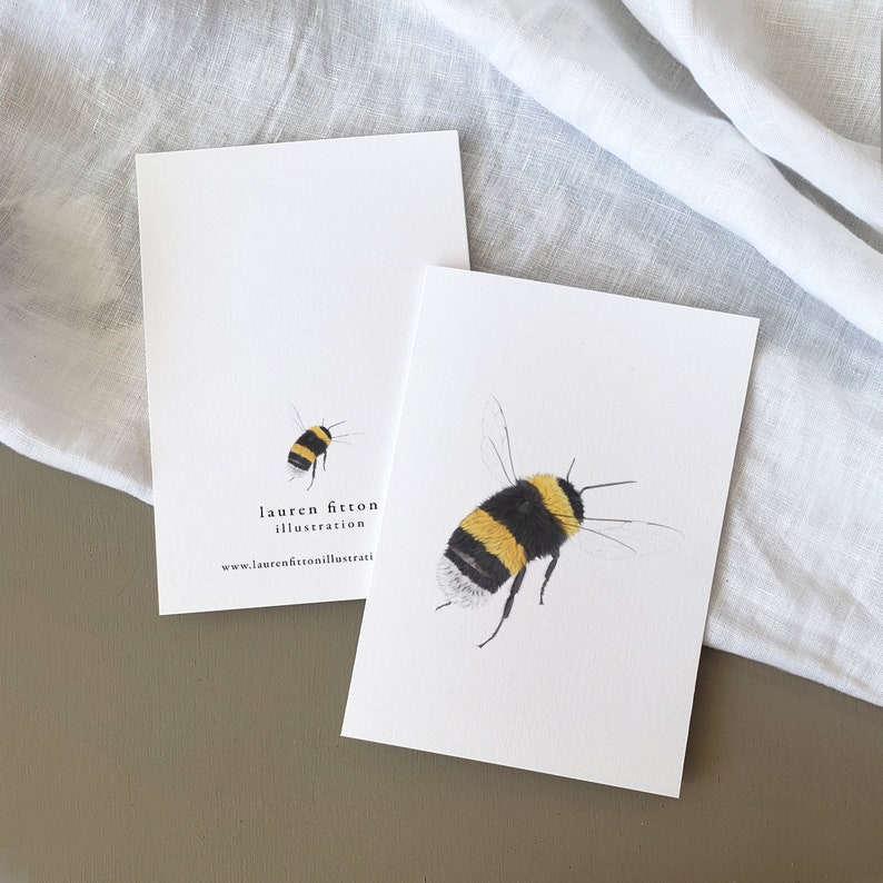 Bumble Bee Birthday Card A6, Nature Birthday Card, Fine Art Card image 5