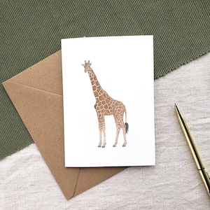 Biglietto d'auguri con giraffa - Mini stampa safari con animali selvatici, biglietto d'auguri con animali africani, regalo per gli amanti della natura, interno vuoto