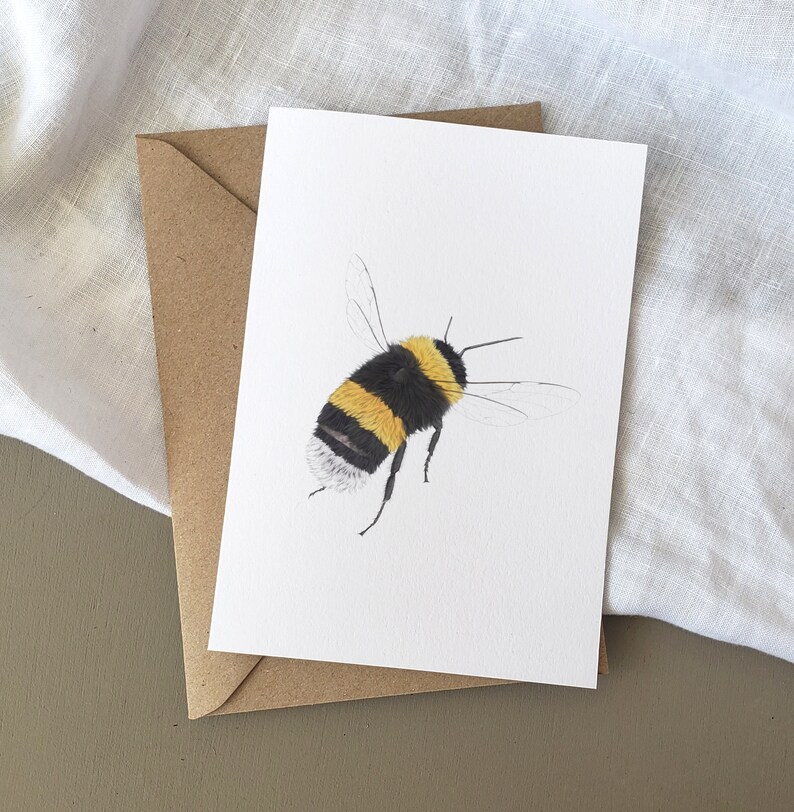 Bumble Bee Birthday Card A6, Nature Birthday Card, Fine Art Card image 3